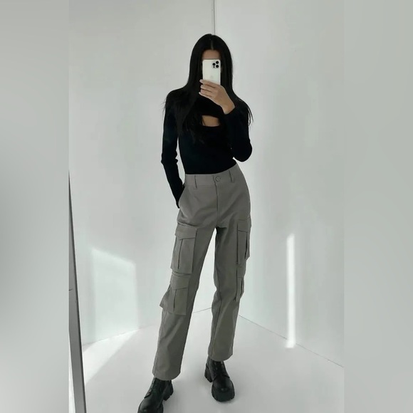 Oak + Fort Cotton Cargo Pants Cream Size Medium - Picture 1 of 10